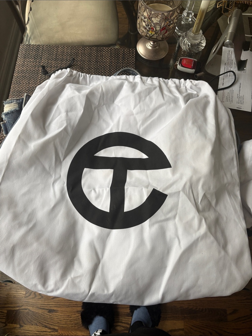Telfar Distressed Denim Tote Bag in Light Blue - Picture 4 of 8